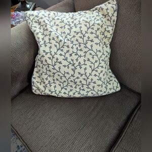 Ikea Lungort Elegant Cream and Gray Floral Throw Pillowcase. Zippered.20x20 Inch
